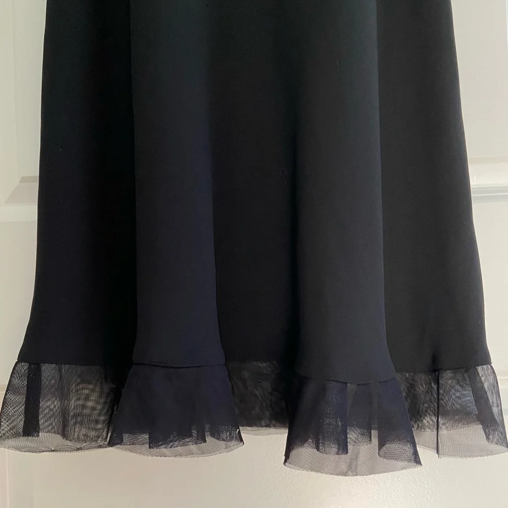 Evan Picone Babydoll Dress Black Sheer Mesh Beading Whimsygoth Y2K Dark Fairy 14